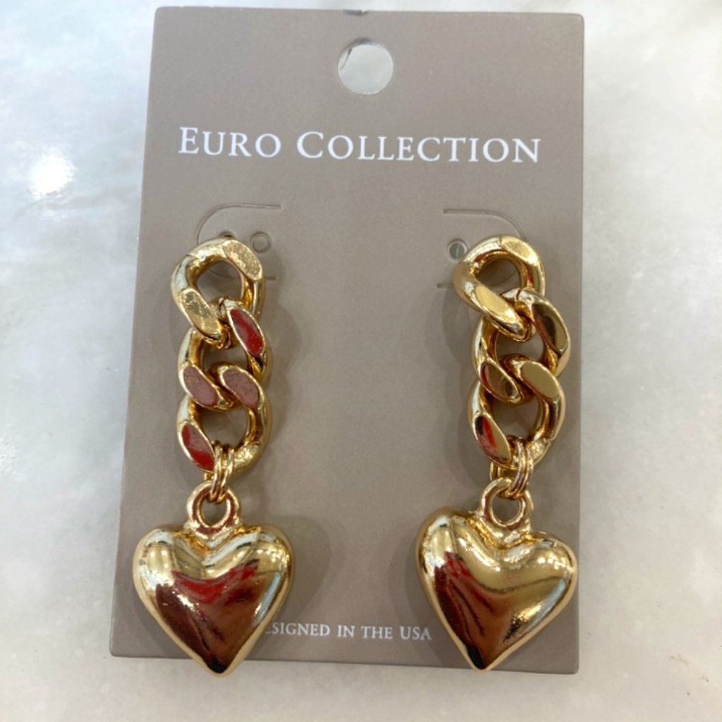 Chunky Dangle Heart Earrings